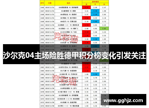 沙尔克04主场险胜德甲积分榜变化引发关注